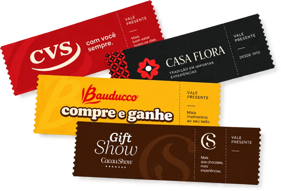 Vouchers promocionais CVS, Casa Flora, Bauducco e Cacau Show