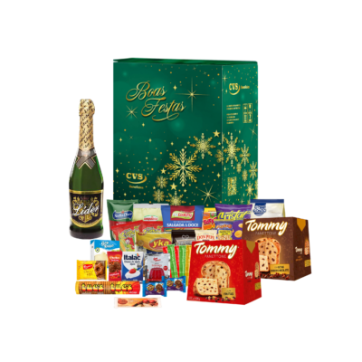 Cesta de Natal Coral Com 32 unidades, incluindo Panetone com gotas sabor chocolate, Panetone tradicional e mais