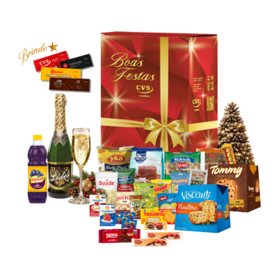 Cesta de Natal Água Marinha Cesta de Natal Água Marinha com panetone com gotas de chocolate, panetone tradicional, espumante branco e outros produtos natalinos.